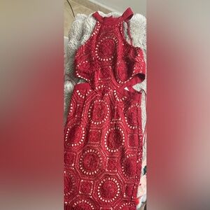 Red Lace Crochet Dress
